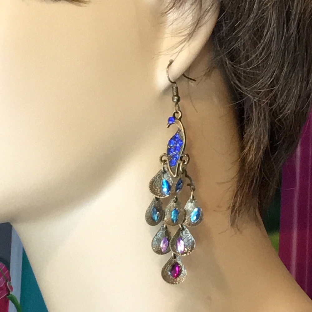 Peacock Earrings ( Lightweight ) - Picture 3 of 11